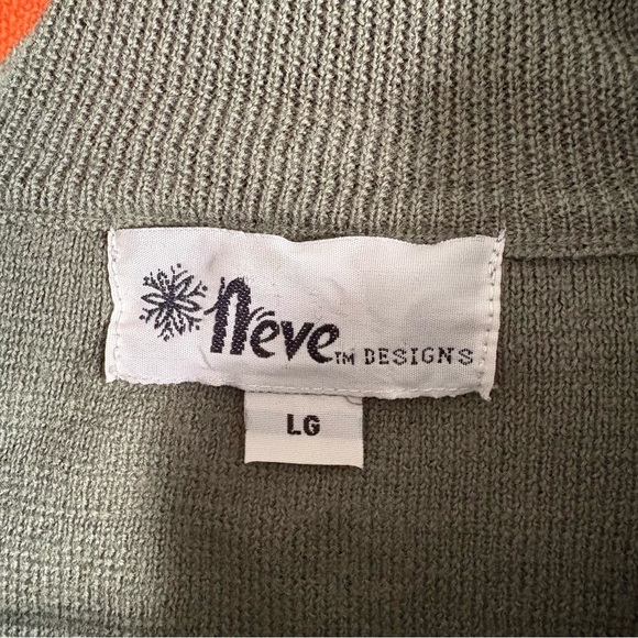 Neve Designs Green & Orange Zip Up Wool Cardigan size Large - Picture 4 of 7